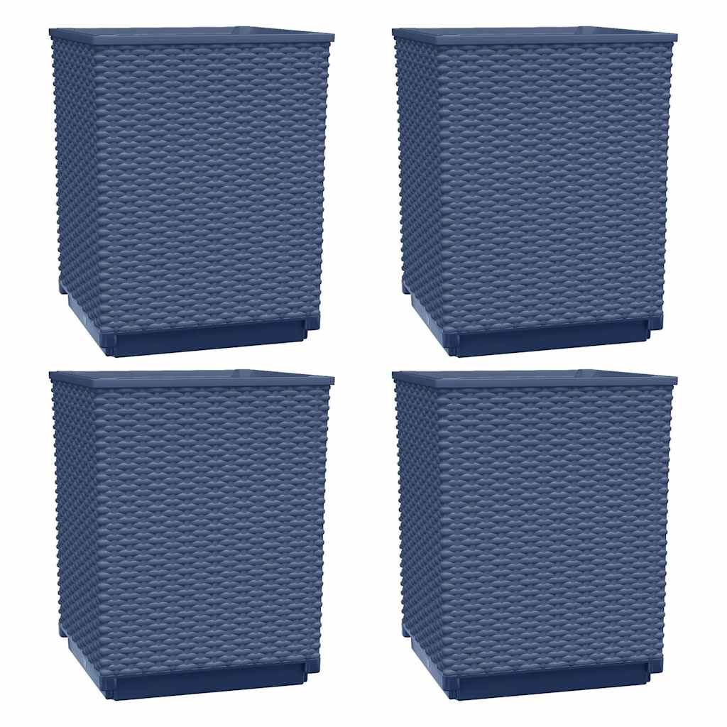 Plantenbakken 4 st 30x30x37 cm polypropeen blauwgrijs is nu te koop bij PeponiXL, paradijselijk wonen!