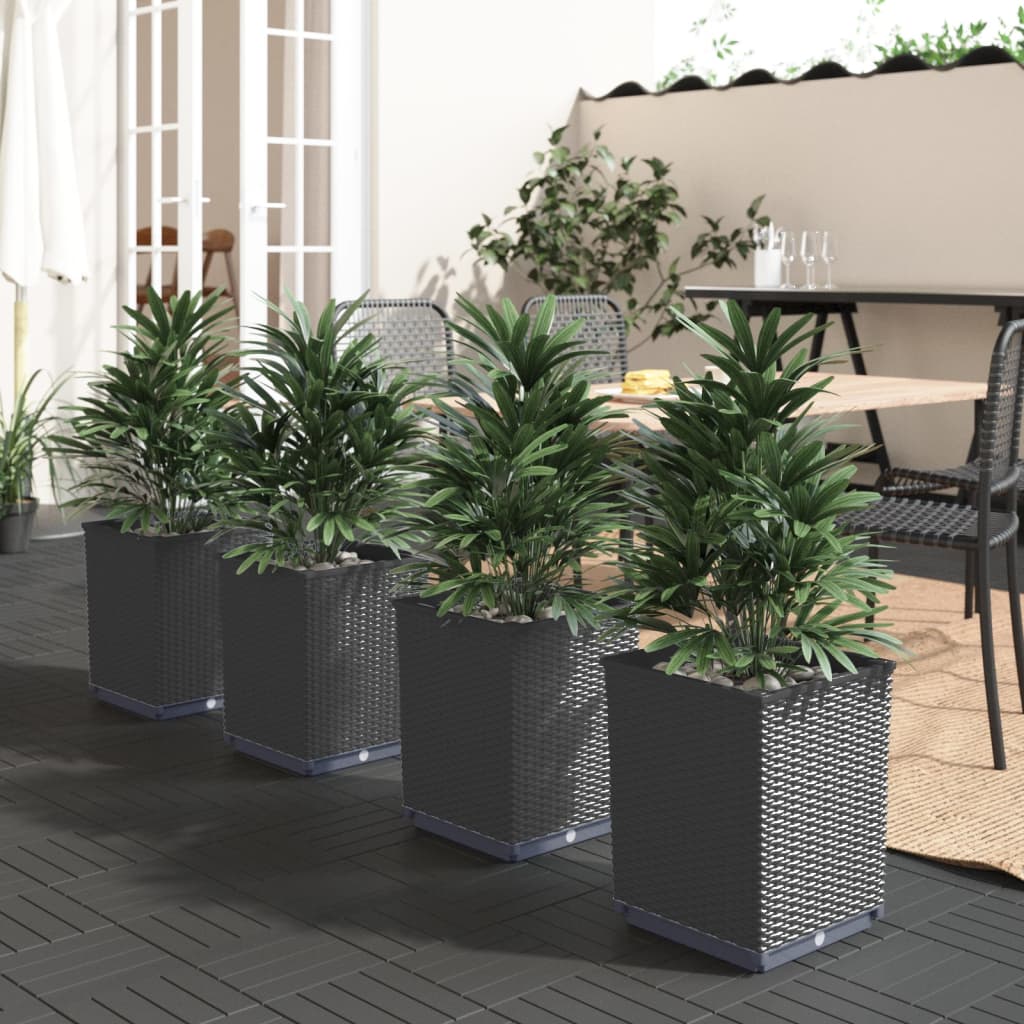 Plantenbakken 4 st 30x30x37 cm polypropeen zwart is nu te koop bij PeponiXL, paradijselijk wonen!