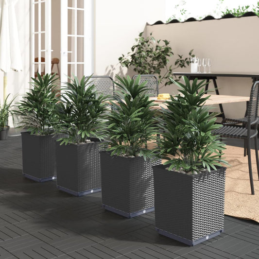 Plantenbakken 4 st 30x30x37 cm polypropeen zwart is nu te koop bij PeponiXL, paradijselijk wonen!