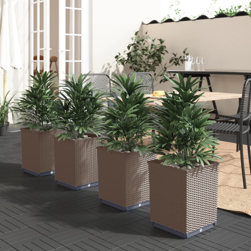 Plantenbakken 4 st 30x30x37 cm polypropeen bruin is nu te koop bij PeponiXL, paradijselijk wonen!