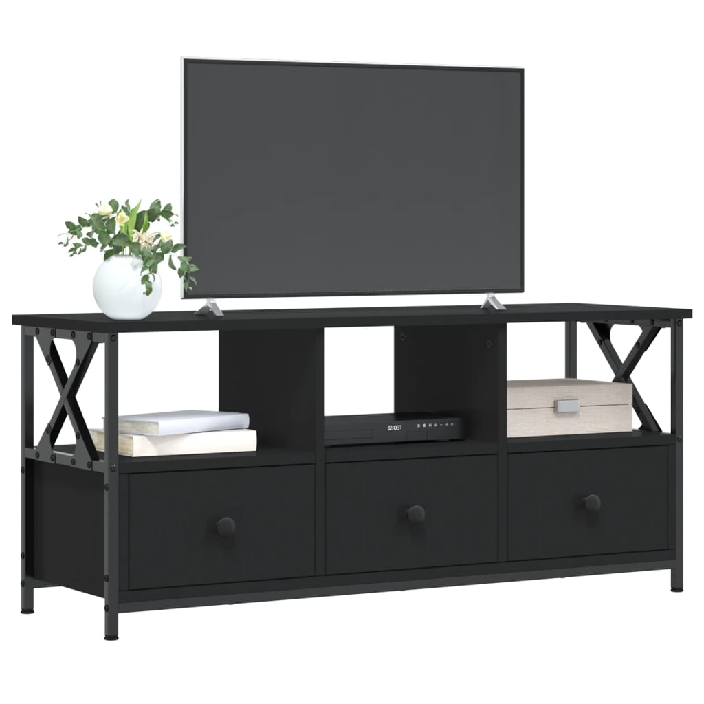 Tv-meubel 102x33x45 cm bewerkt hout en ijzer zwart is nu te koop bij PeponiXL, paradijselijk wonen!