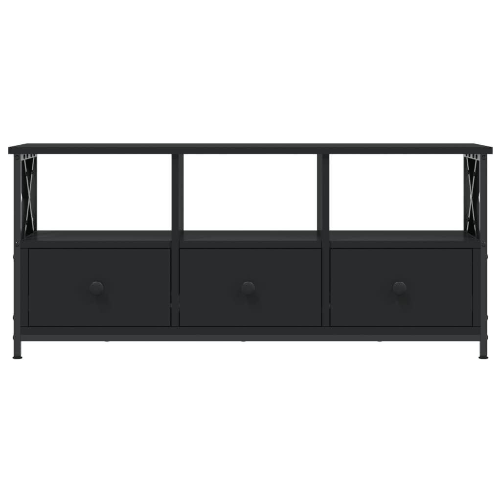Tv-meubel 102x33x45 cm bewerkt hout en ijzer zwart is nu te koop bij PeponiXL, paradijselijk wonen!