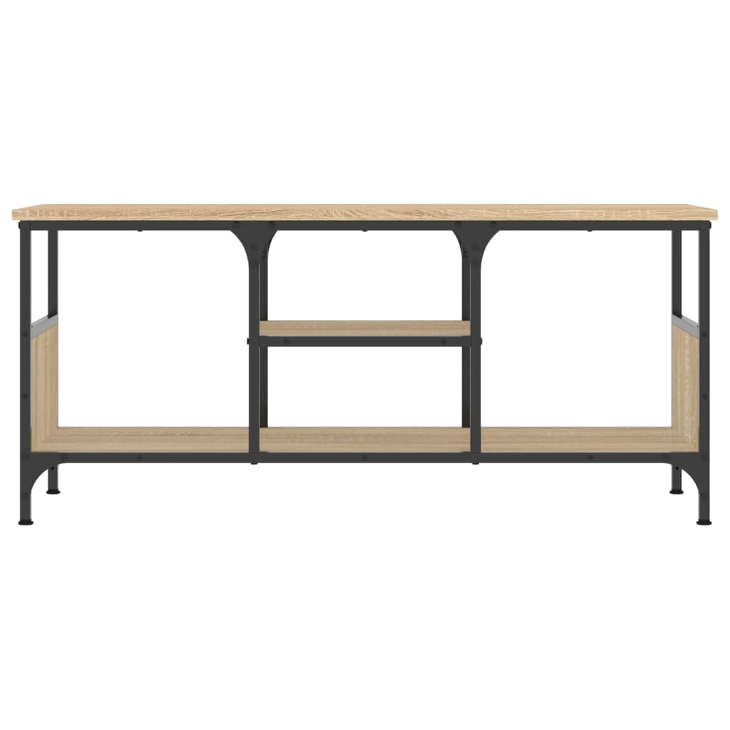 Tv-meubel 100x33x45 cm bewerkt hout en ijzer sonoma eikenkleur is nu te koop bij PeponiXL, paradijselijk wonen!