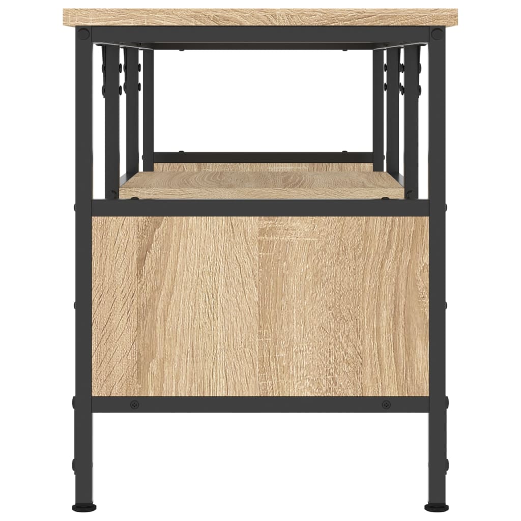 Tv-meubel 100x33x45 cm bewerkt hout en ijzer sonoma eikenkleur is nu te koop bij PeponiXL, paradijselijk wonen!