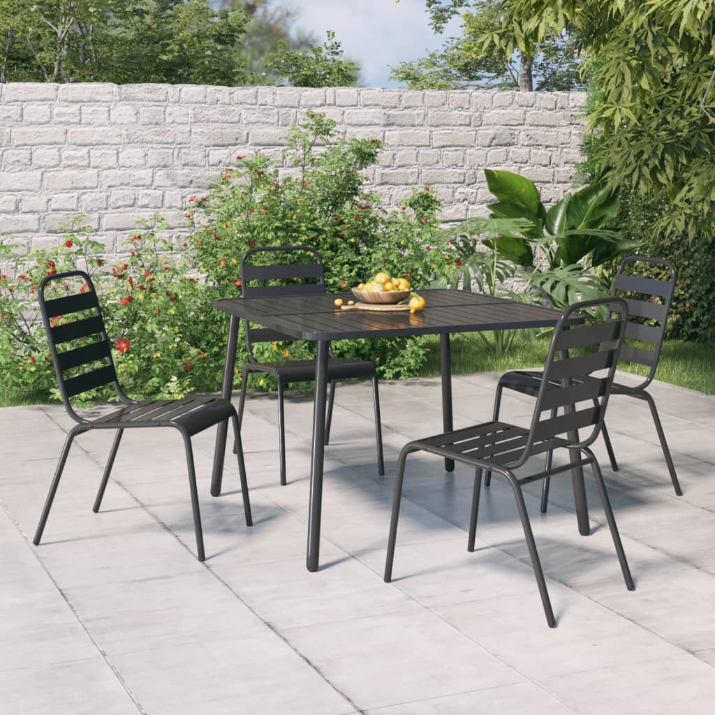 Tuintafel 100x100x71 cm staal antracietkleurig is nu te koop bij PeponiXL, paradijselijk wonen!