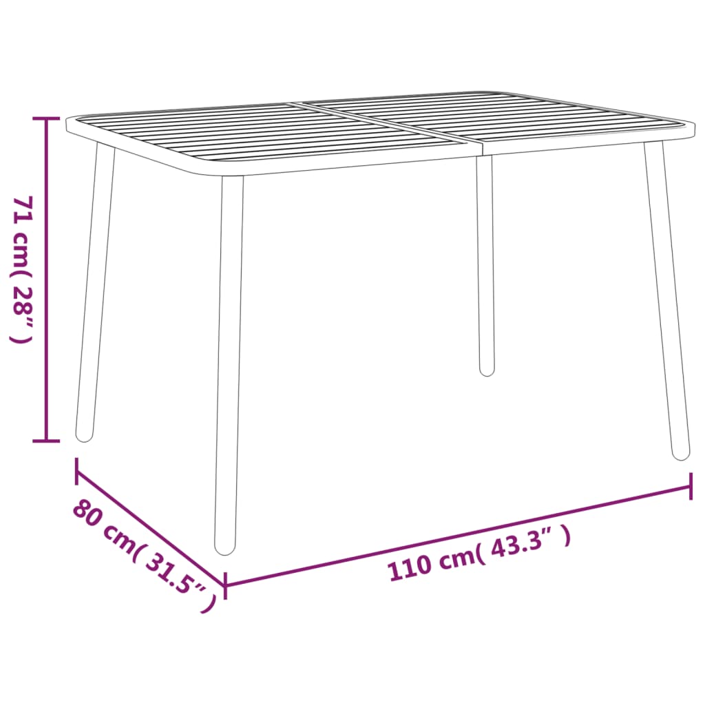 Tuintafel 110x80x71 cm staal antracietkleurig is nu te koop bij PeponiXL, paradijselijk wonen!