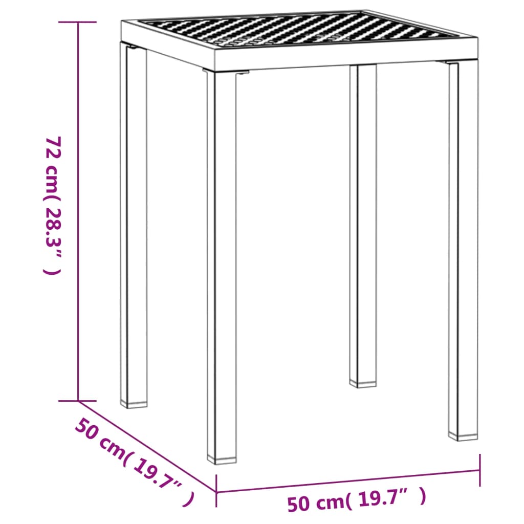 Tuintafel 50x50x72 cm staal antracietkleurig is nu te koop bij PeponiXL, paradijselijk wonen!