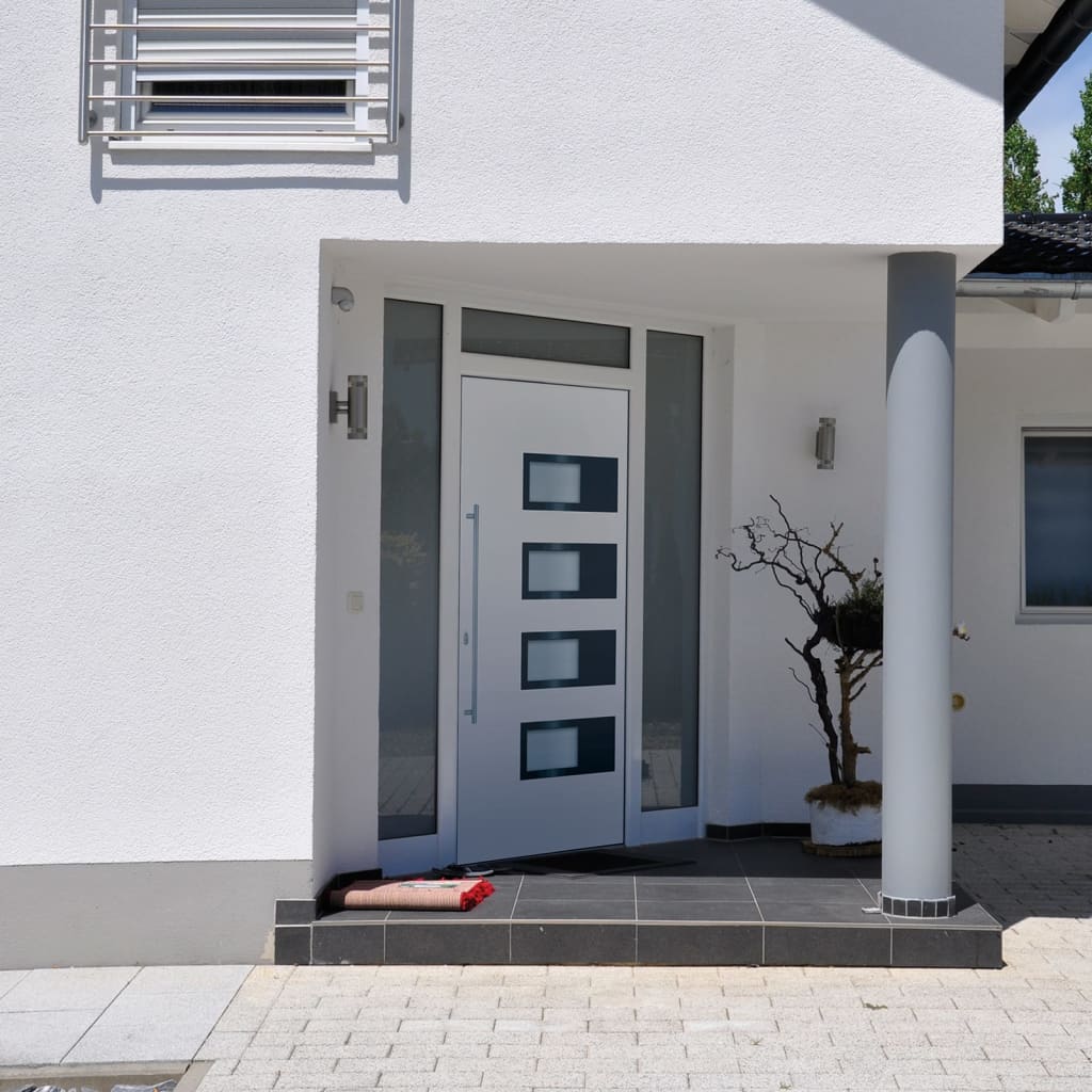 Voordeur 100x200 cm aluminium en PVC wit is nu te koop bij PeponiXL, paradijselijk wonen!