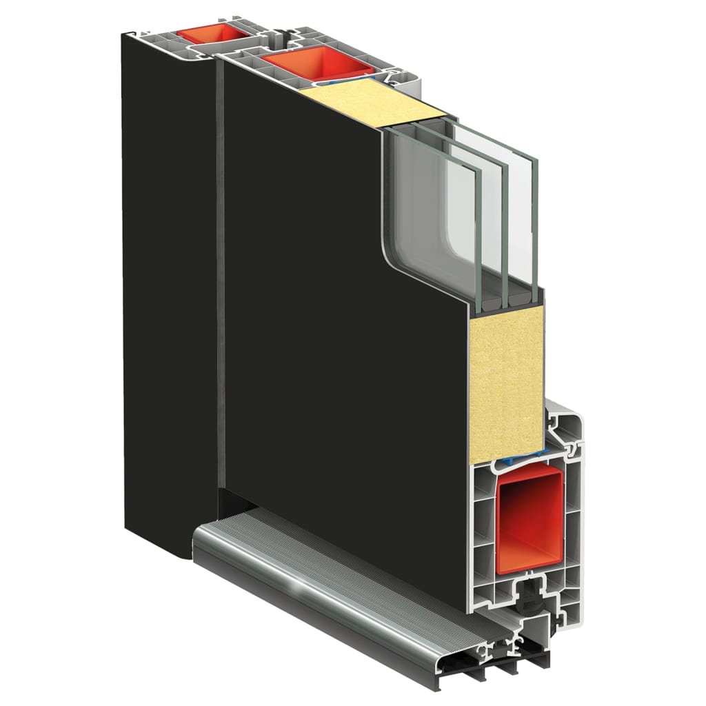 Voordeur 110x210 cm aluminium en PVC antracietkleurig is nu te koop bij PeponiXL, paradijselijk wonen!