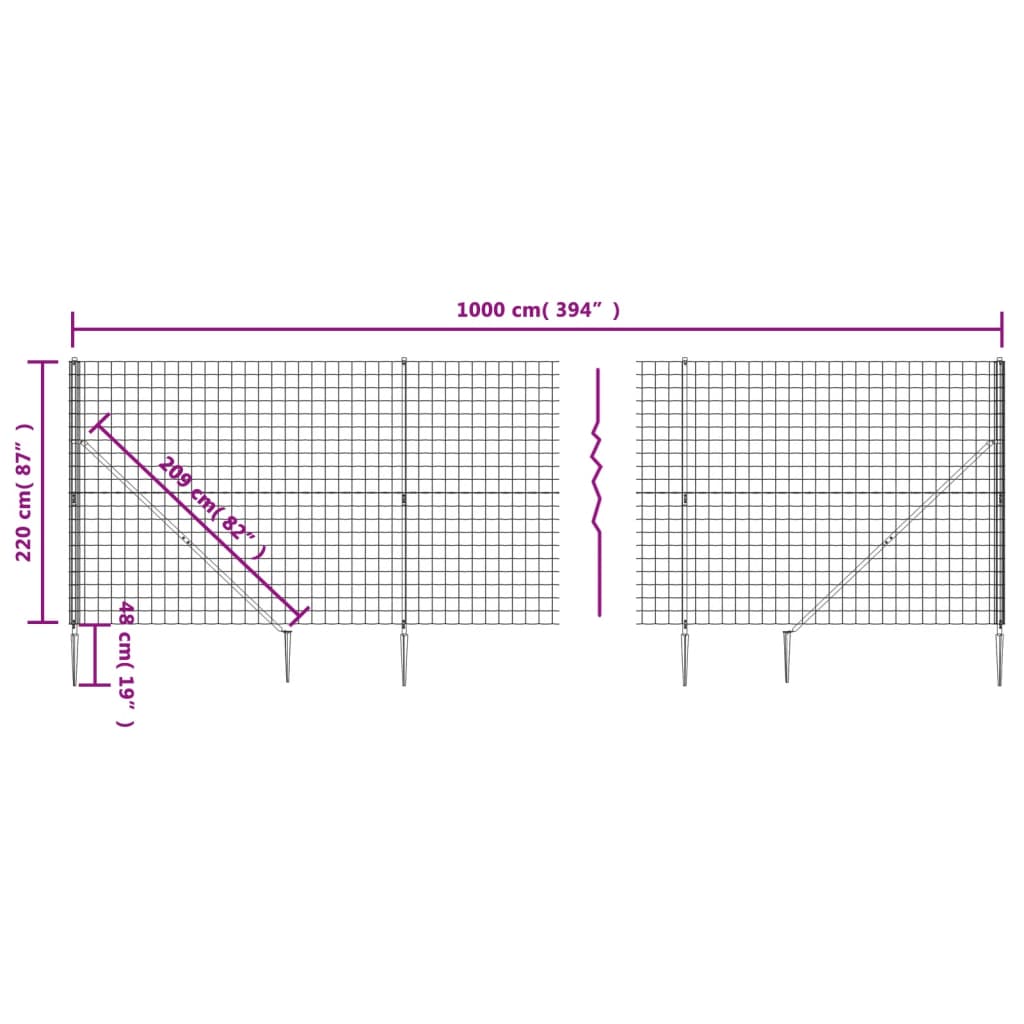 Draadgaashek met grondankers 2,2x10 m groen is nu te koop bij PeponiXL, paradijselijk wonen!