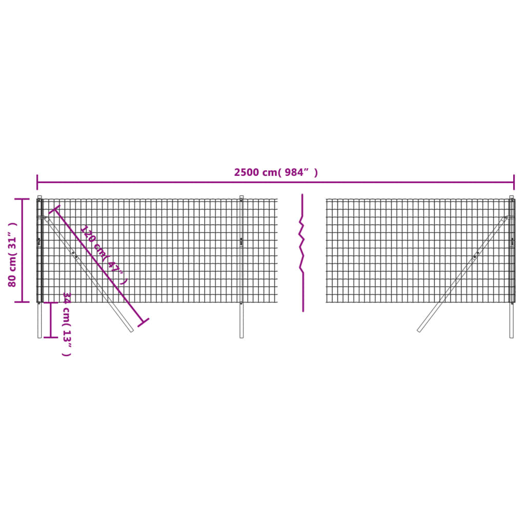 Draadgaashek 0,8x25 m gegalvaniseerd staal antracietkleur is nu te koop bij PeponiXL, paradijselijk wonen!