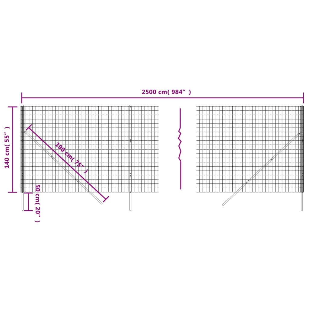 Draadgaashek 1,4x25 m gegalvaniseerd staal antracietkleurig is nu te koop bij PeponiXL, paradijselijk wonen!