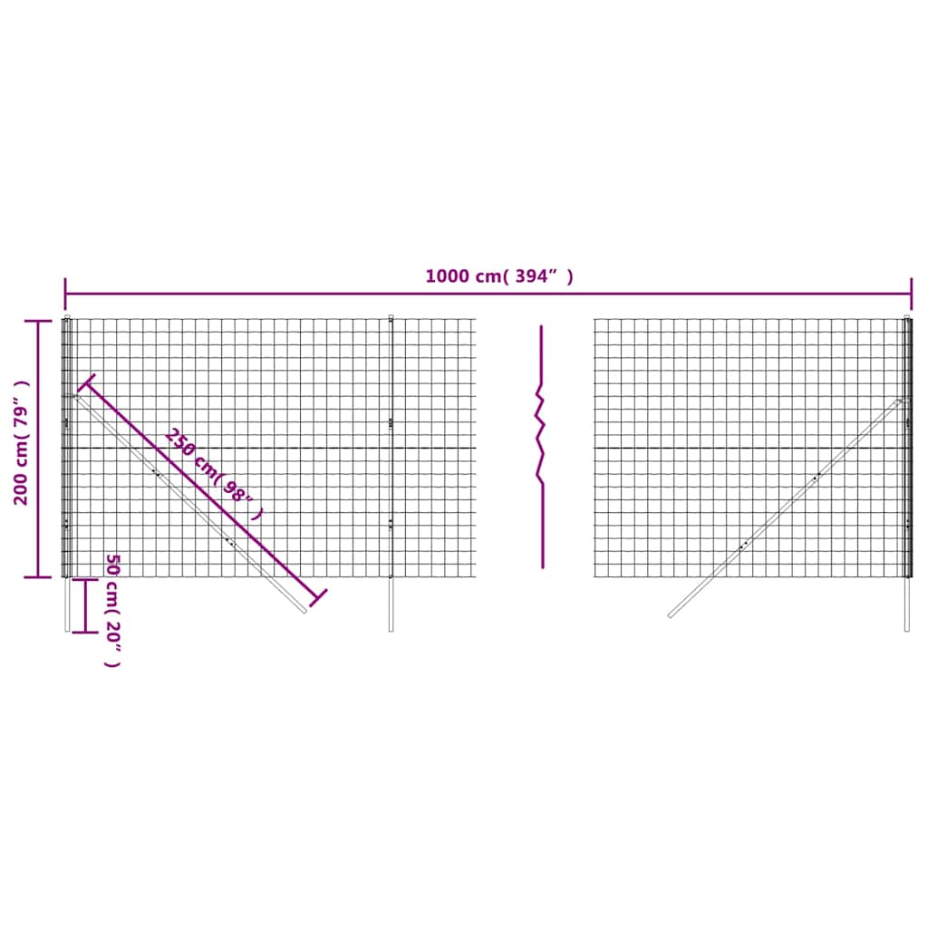 Draadgaashek 2x10 m gegalvaniseerd staal antracietkleurig is nu te koop bij PeponiXL, paradijselijk wonen!