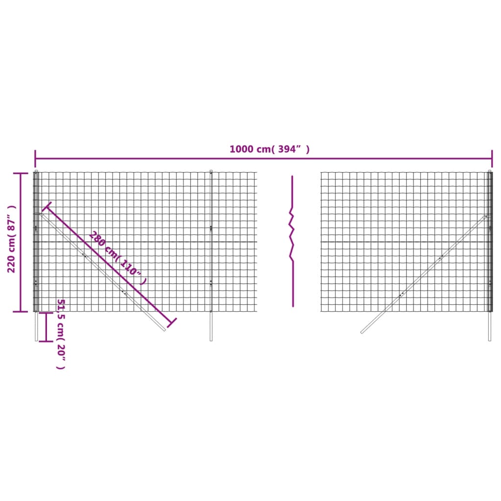 Draadgaashek 2,2x10 m gegalvaniseerd staal antracietkleurig is nu te koop bij PeponiXL, paradijselijk wonen!