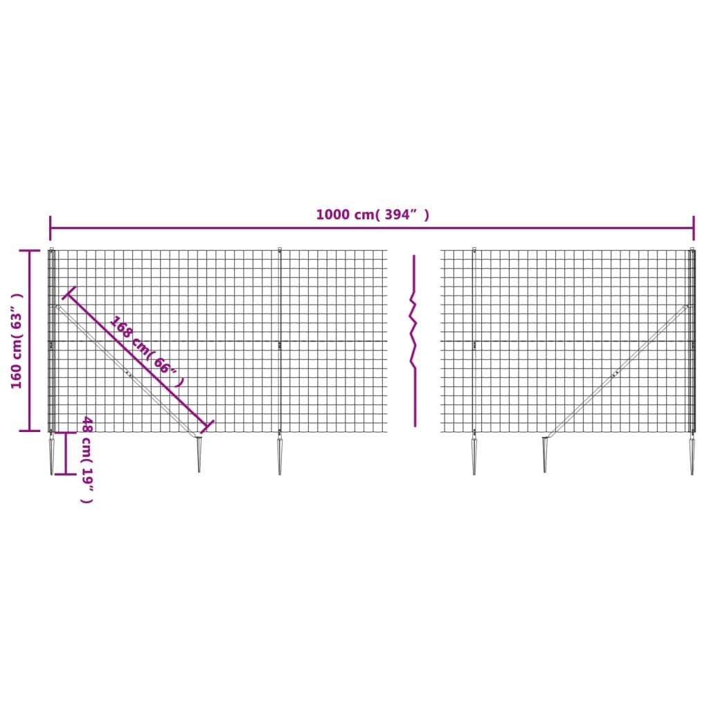 Draadgaashek met grondankers 1,6x10 m antracietkleurig is nu te koop bij PeponiXL, paradijselijk wonen!