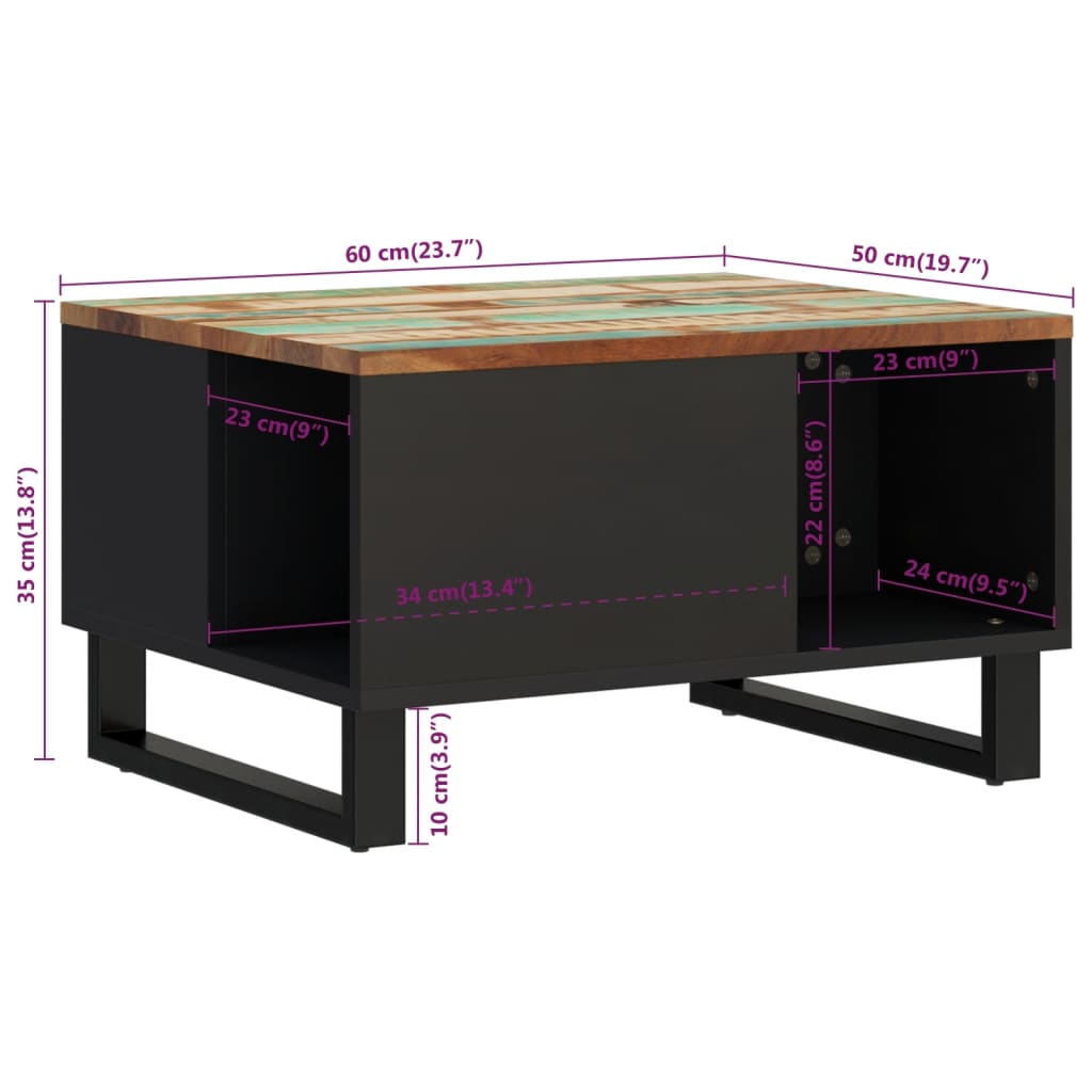 Salontafel 60x50x35 cm massief gerecycled hout is nu te koop bij PeponiXL, paradijselijk wonen!