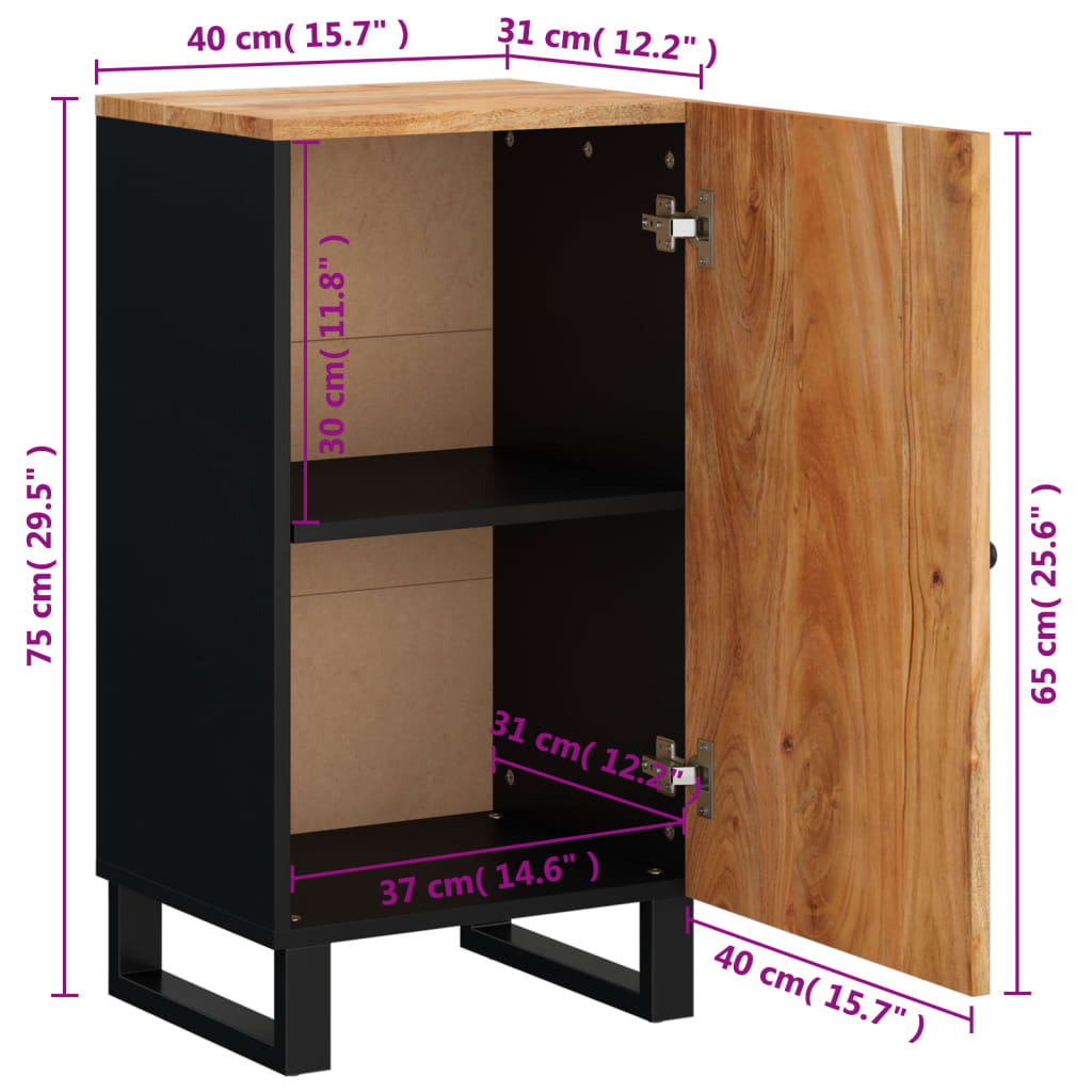 Dressoir met deur 40x31x75 cm massief acaciahout is nu te koop bij PeponiXL, paradijselijk wonen!