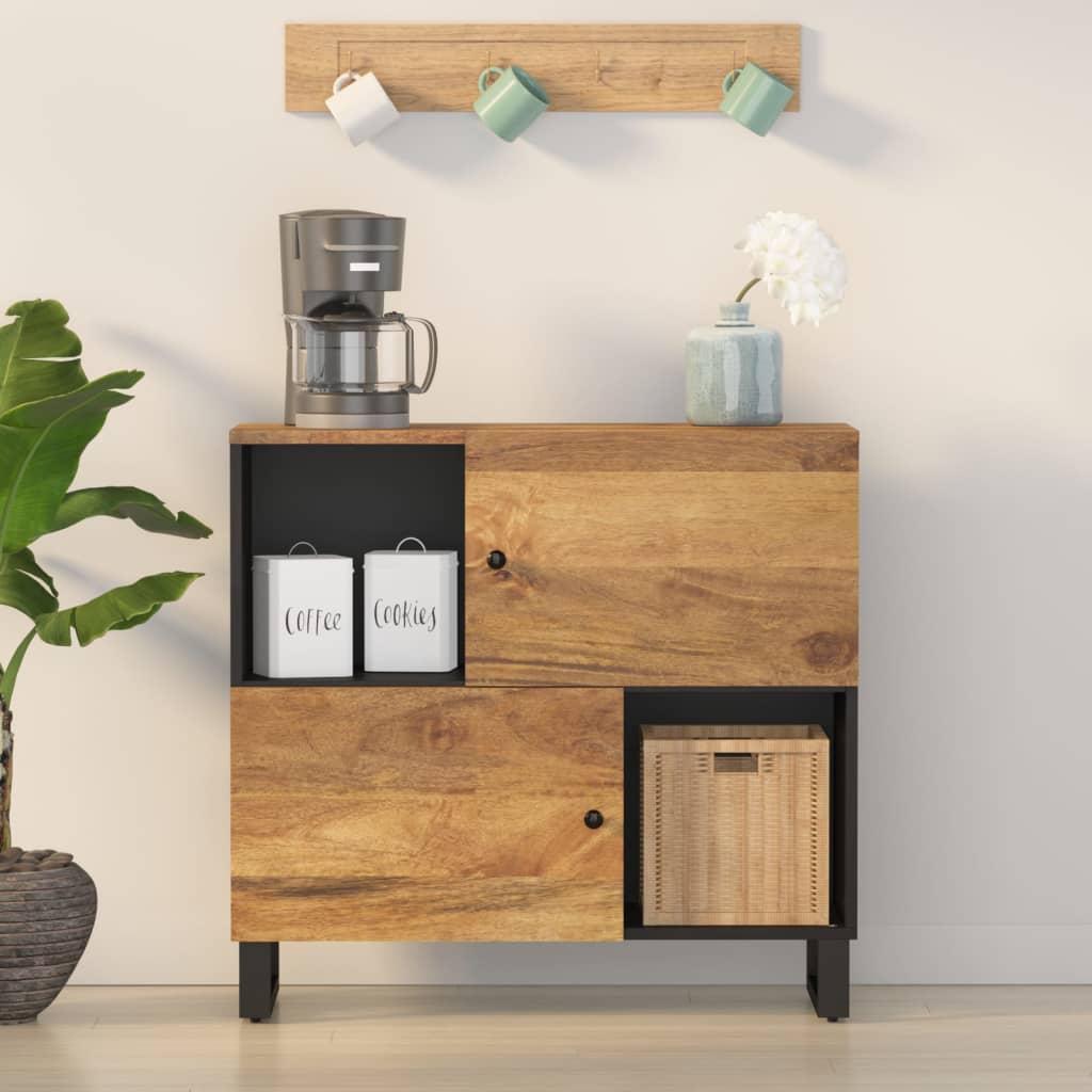 Dressoir met 2 deuren 80x33x75 cm massief mangohout is nu te koop bij PeponiXL, paradijselijk wonen!