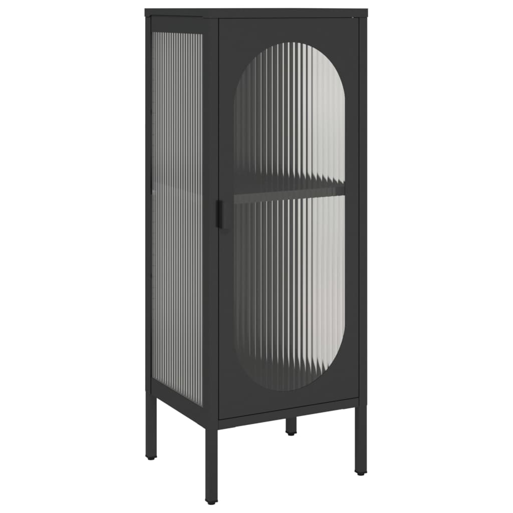 Dressoir 40x35x105 cm glas en staal zwart is nu te koop bij PeponiXL, paradijselijk wonen!