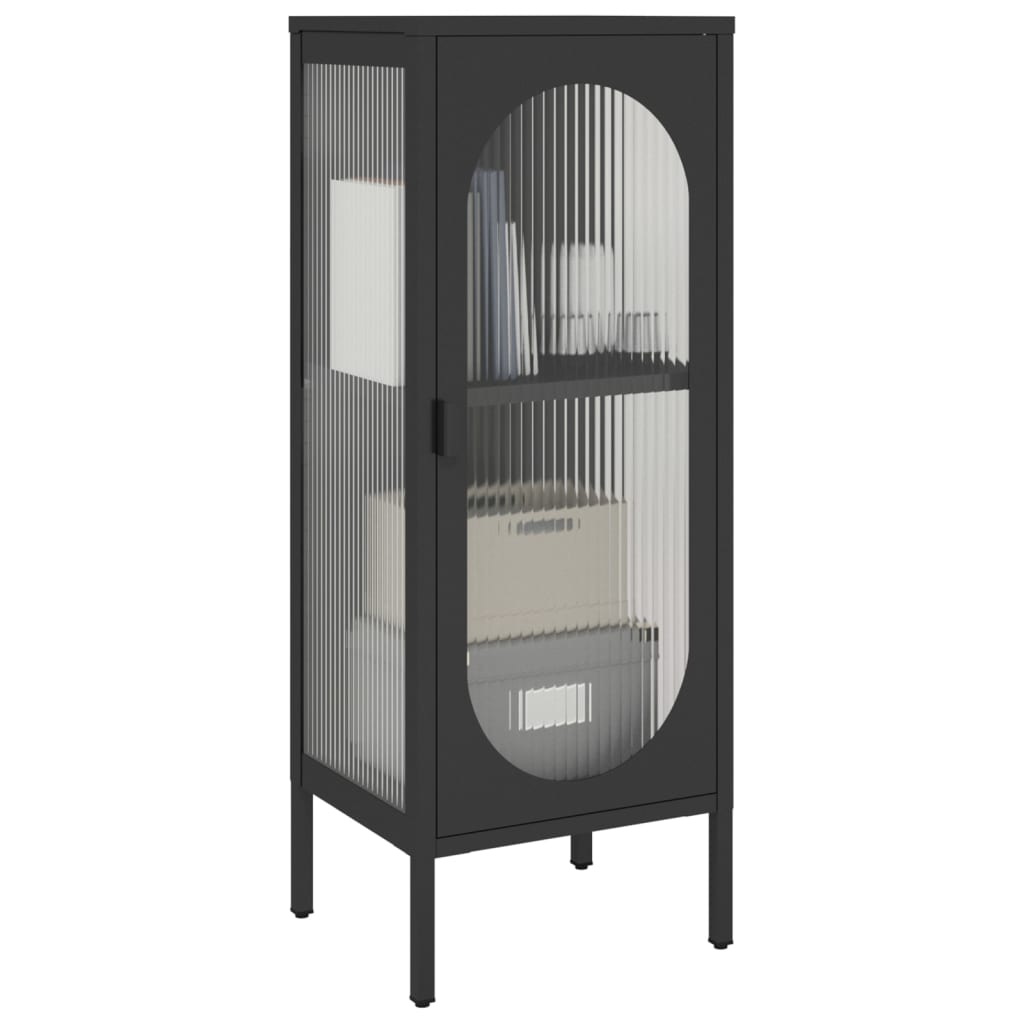Dressoir 40x35x105 cm glas en staal zwart is nu te koop bij PeponiXL, paradijselijk wonen!