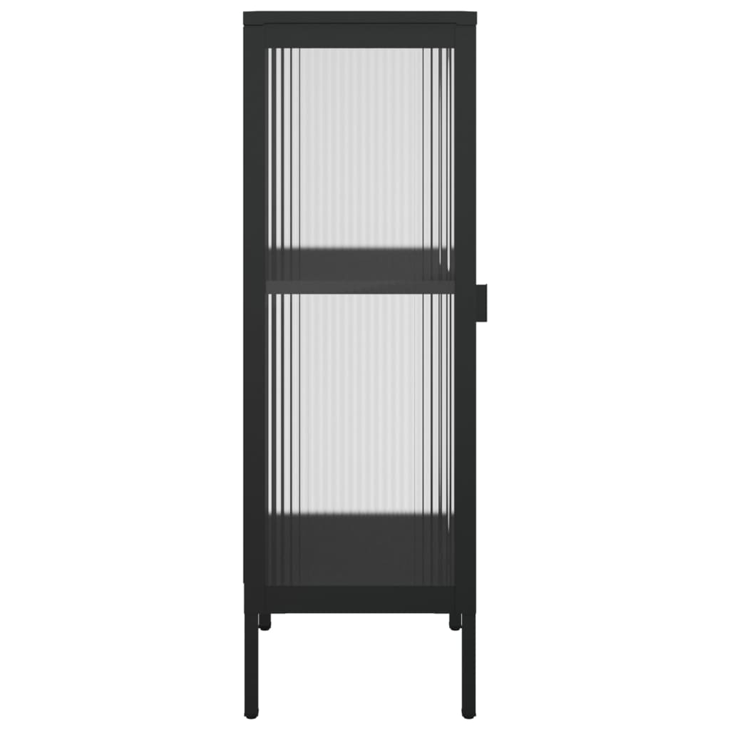 Dressoir 40x35x105 cm glas en staal zwart is nu te koop bij PeponiXL, paradijselijk wonen!