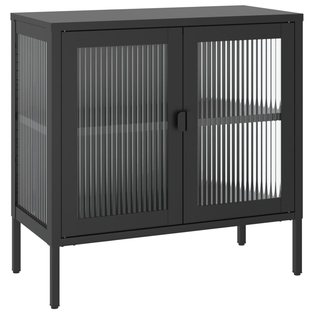 Dressoir 70x35x70 cm glas en staal zwart is nu te koop bij PeponiXL, paradijselijk wonen!