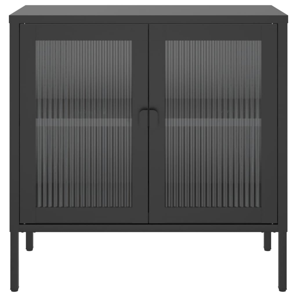 Dressoir 70x35x70 cm glas en staal zwart is nu te koop bij PeponiXL, paradijselijk wonen!