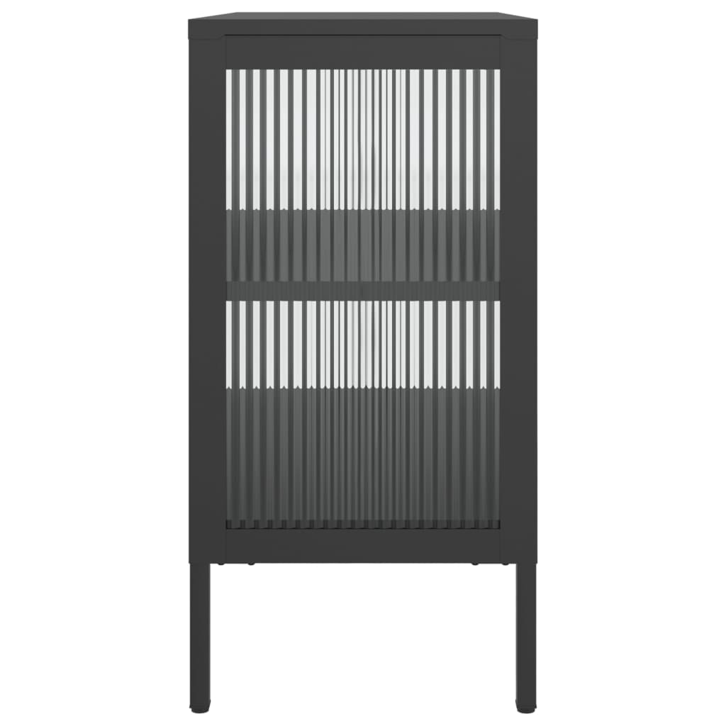 Dressoir 70x35x70 cm glas en staal zwart is nu te koop bij PeponiXL, paradijselijk wonen!