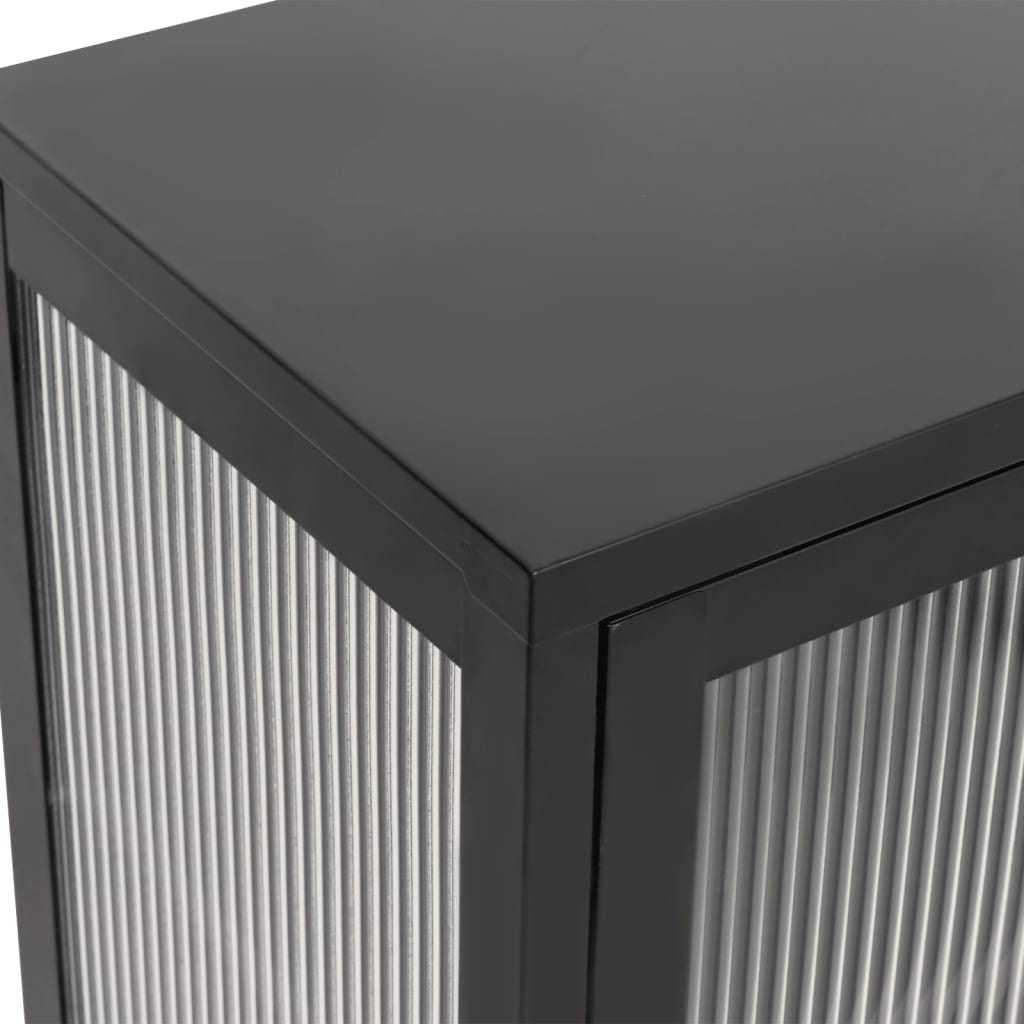 Dressoir 70x35x70 cm glas en staal zwart is nu te koop bij PeponiXL, paradijselijk wonen!