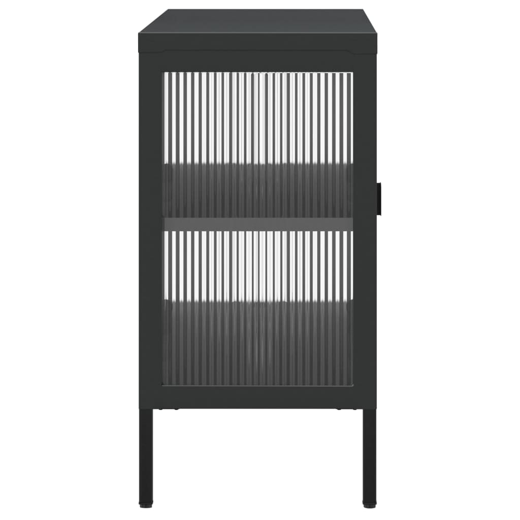 Dressoir 105x35x70 cm glas en staal zwart is nu te koop bij PeponiXL, paradijselijk wonen!