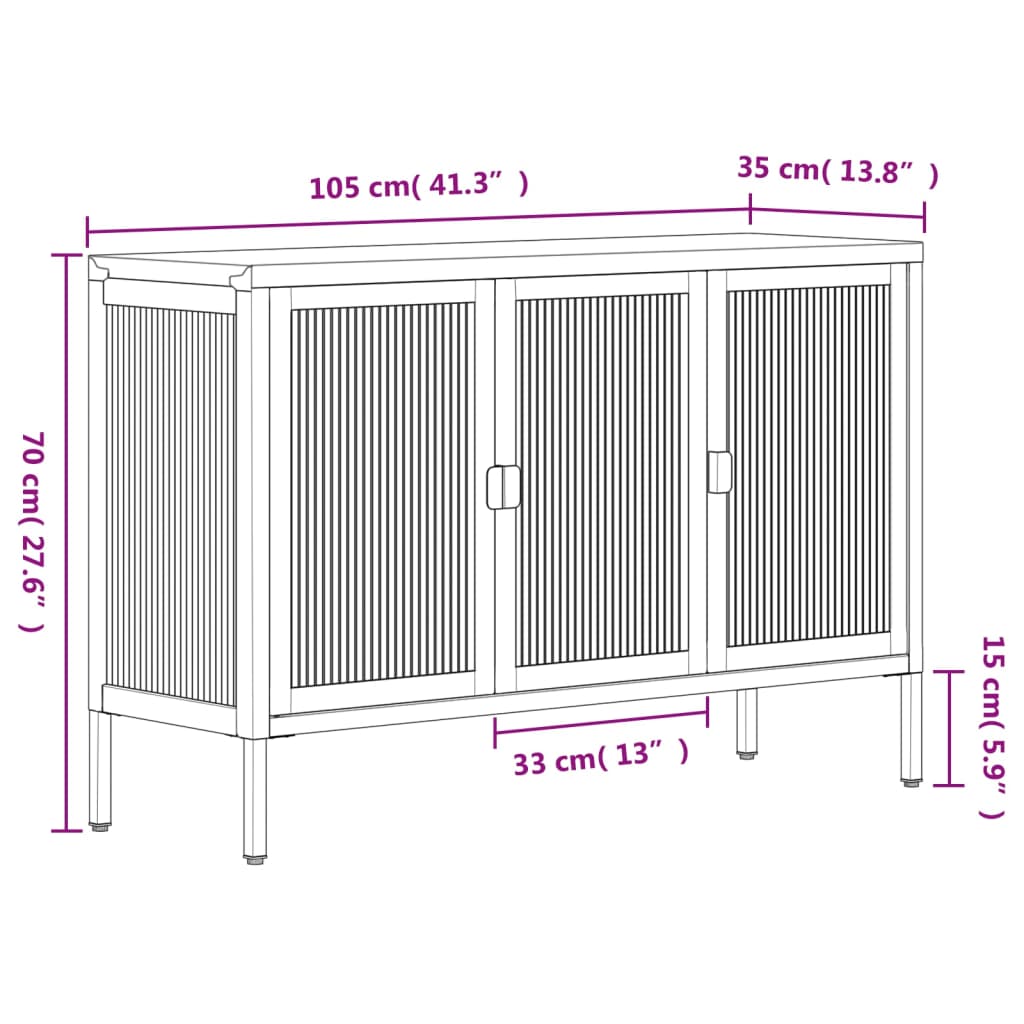Dressoir 105x35x70 cm glas en staal zwart is nu te koop bij PeponiXL, paradijselijk wonen!