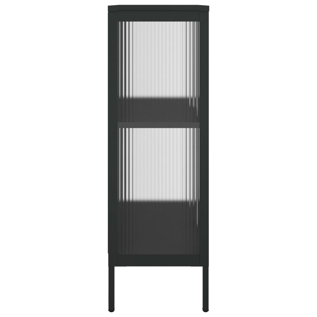 Dressoir 75x35x105 cm glas en staal zwart is nu te koop bij PeponiXL, paradijselijk wonen!