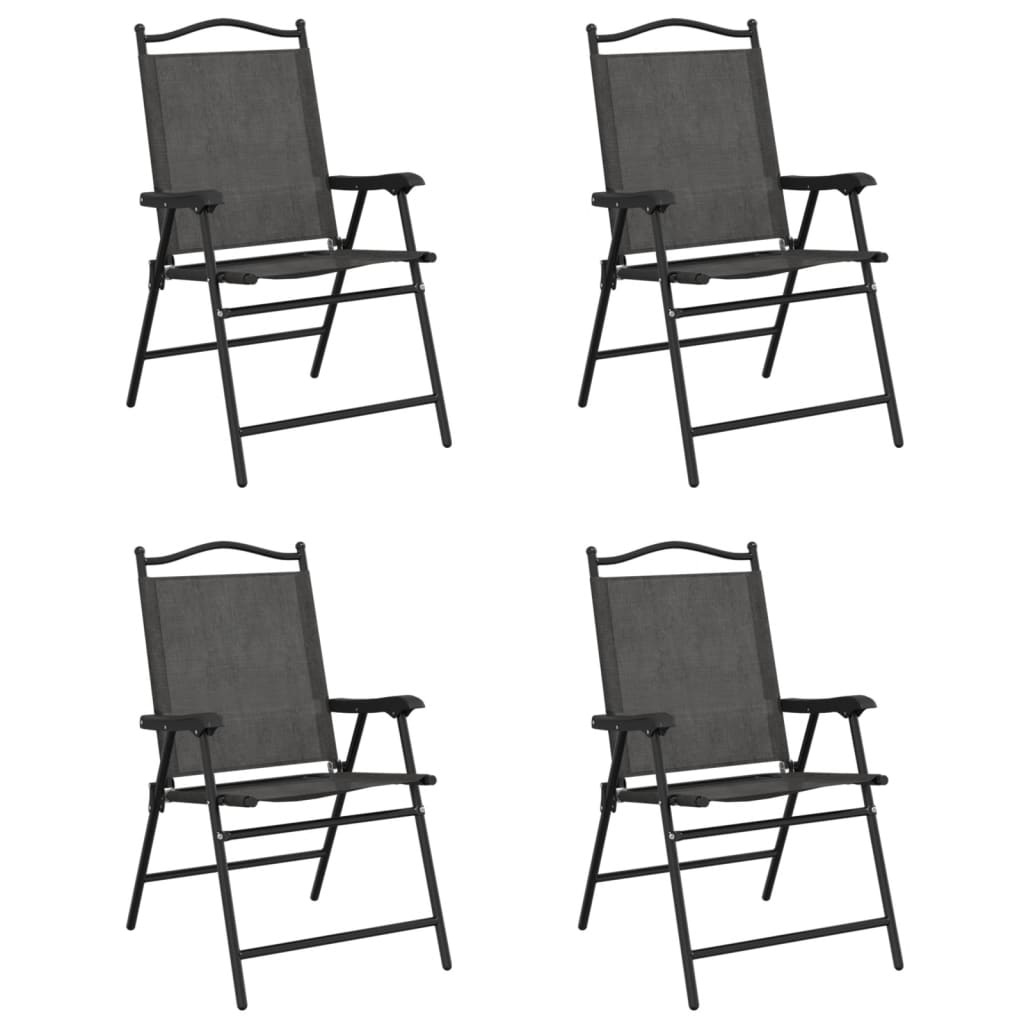 Tuinstoelen 4 st inklapbaar staal en textileen gemêleerd grijs is nu te koop bij PeponiXL, paradijselijk wonen!