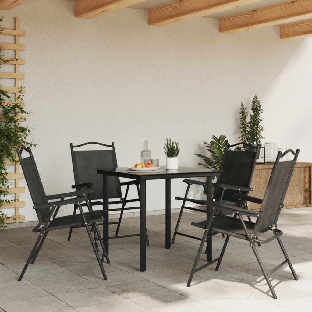 Tuinstoelen 4 st inklapbaar staal en textileen gemêleerd grijs is nu te koop bij PeponiXL, paradijselijk wonen!