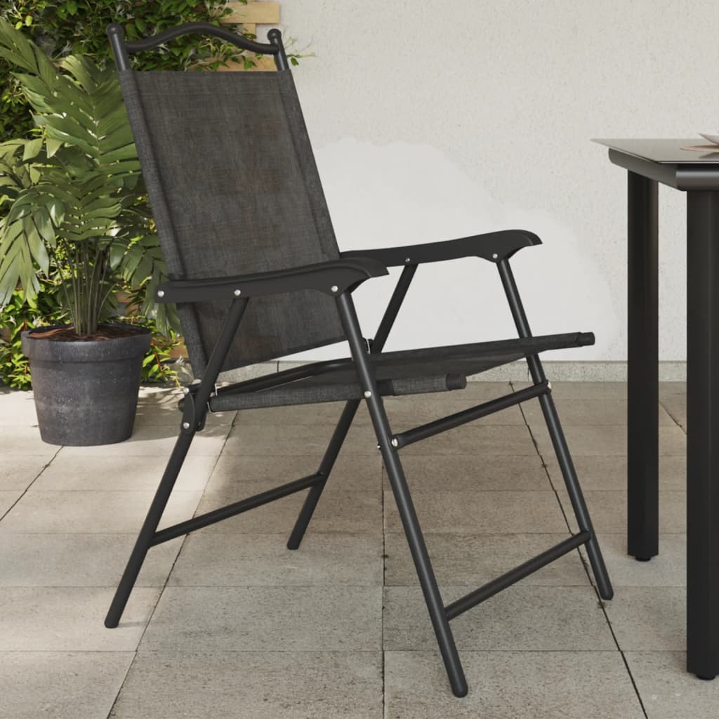 Tuinstoelen 4 st inklapbaar staal en textileen gemêleerd grijs is nu te koop bij PeponiXL, paradijselijk wonen!