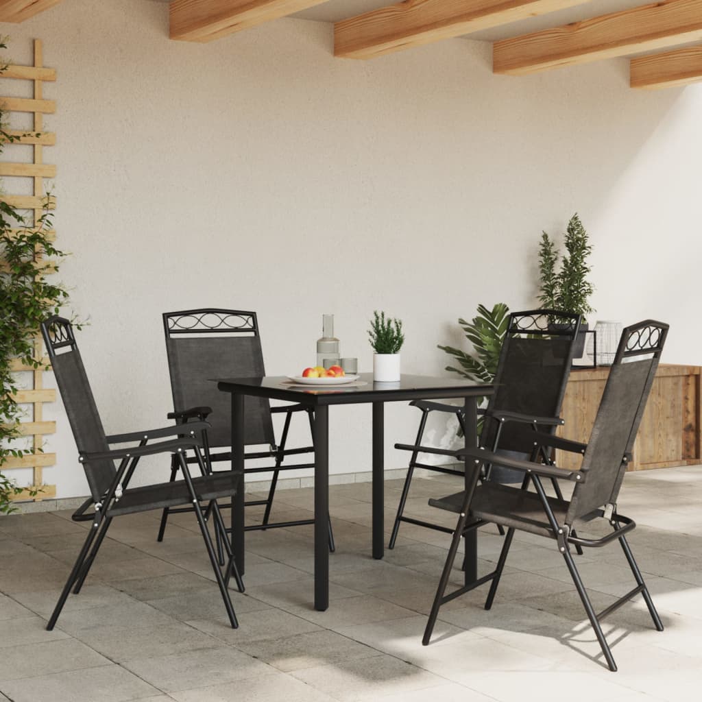 Tuinstoelen 4 st inklapbaar staal en textileen gemêleerd grijs is nu te koop bij PeponiXL, paradijselijk wonen!