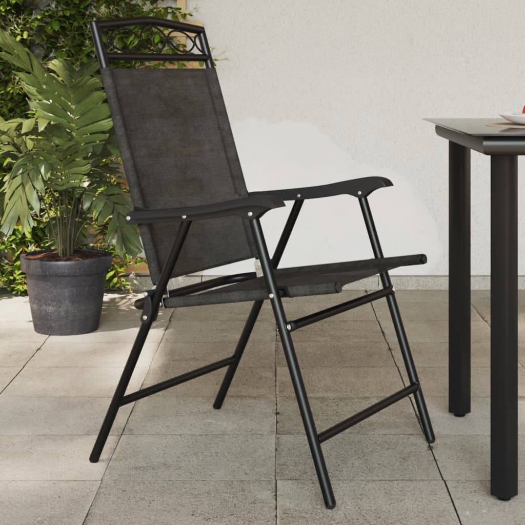 Tuinstoelen 4 st inklapbaar staal en textileen gemêleerd grijs is nu te koop bij PeponiXL, paradijselijk wonen!