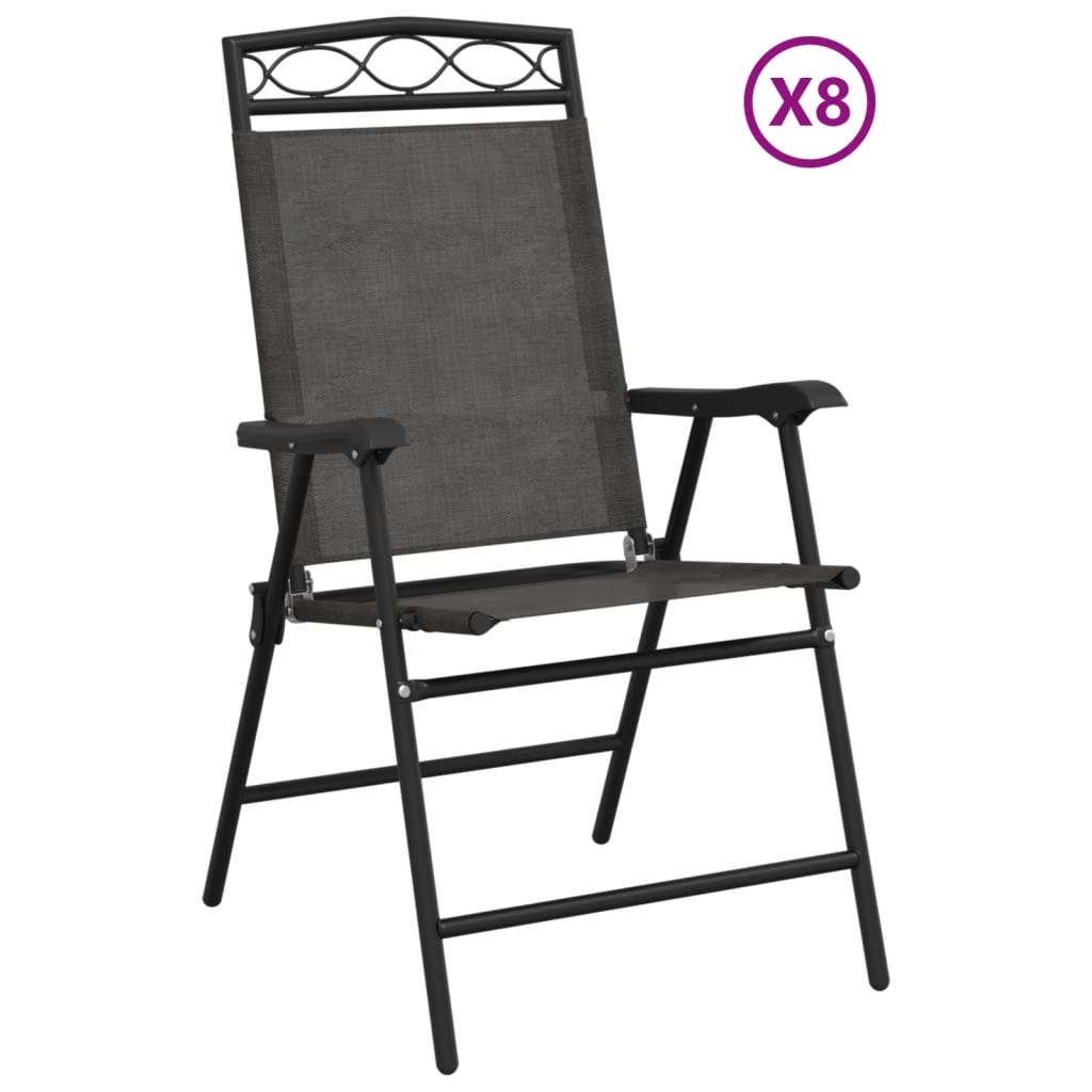 Tuinstoelen 8 st inklapbaar staal en textileen gemêleerd grijs is nu te koop bij PeponiXL, paradijselijk wonen!