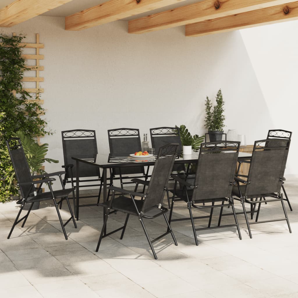 Tuinstoelen 8 st inklapbaar staal en textileen gemêleerd grijs is nu te koop bij PeponiXL, paradijselijk wonen!