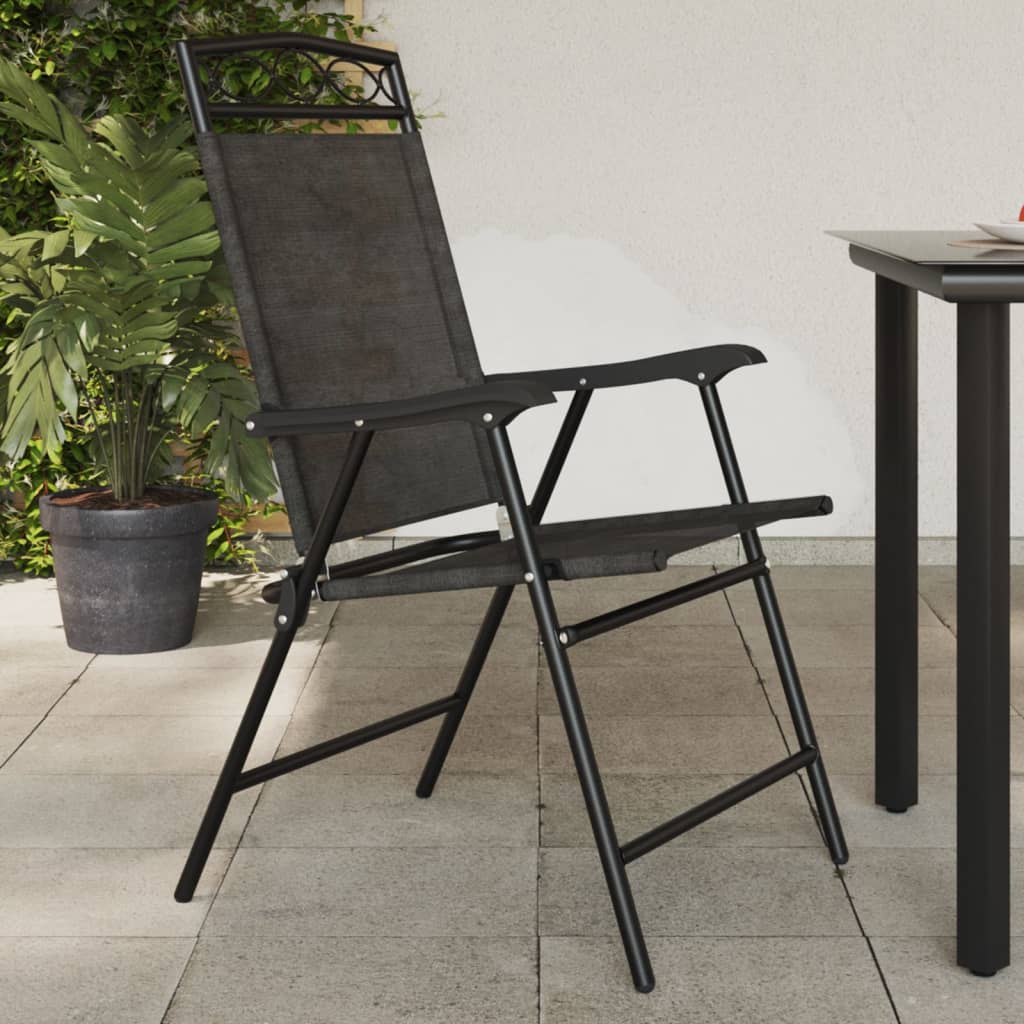 Tuinstoelen 8 st inklapbaar staal en textileen gemêleerd grijs is nu te koop bij PeponiXL, paradijselijk wonen!