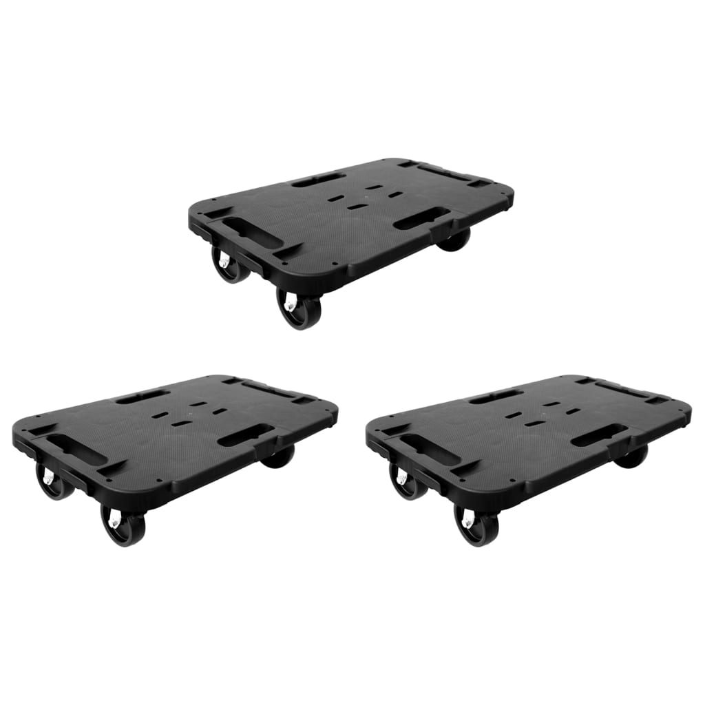 Transporttrolleys 3 st 300 kg polypropeen zwart is nu te koop bij PeponiXL, paradijselijk wonen!