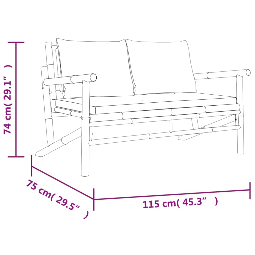 4-delige Loungeset met kussens bamboe donkergrijs is nu te koop bij PeponiXL, paradijselijk wonen!
