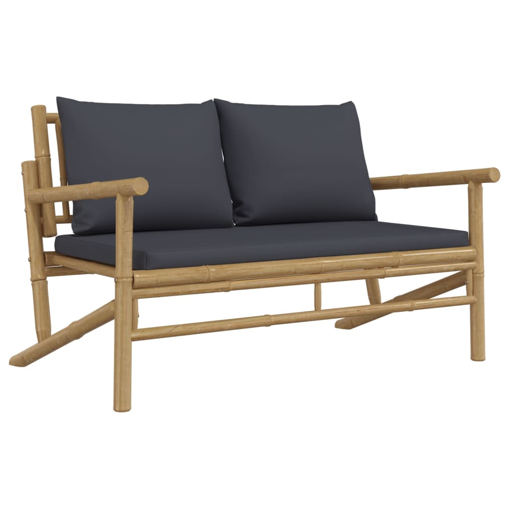 3-delige Loungeset met kussens bamboe donkergrijs is nu te koop bij PeponiXL, paradijselijk wonen!