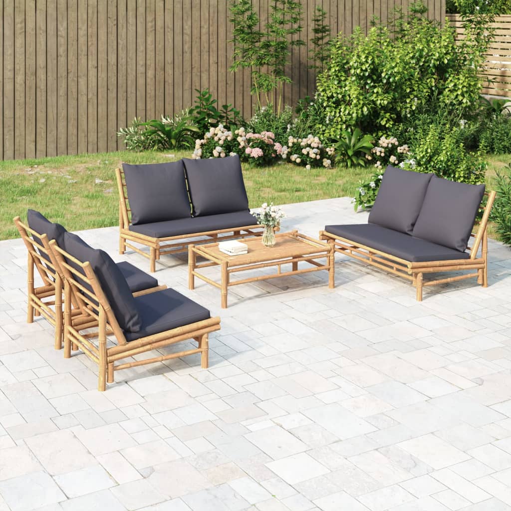 5-delige Loungeset met kussens bamboe donkergrijs is nu te koop bij PeponiXL, paradijselijk wonen!