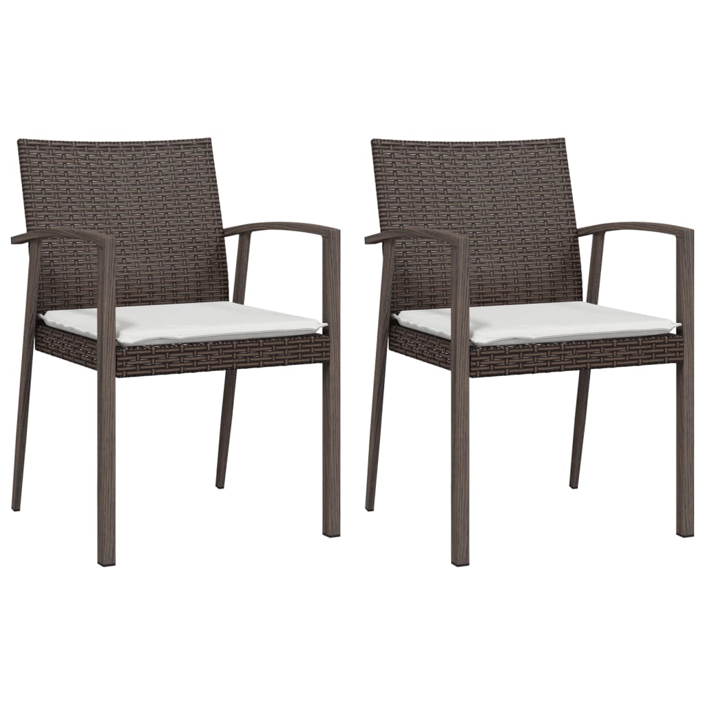 Tuinstoelen 2 st met kussens 56,5x57x83 cm poly rattan bruin is nu te koop bij PeponiXL, paradijselijk wonen!