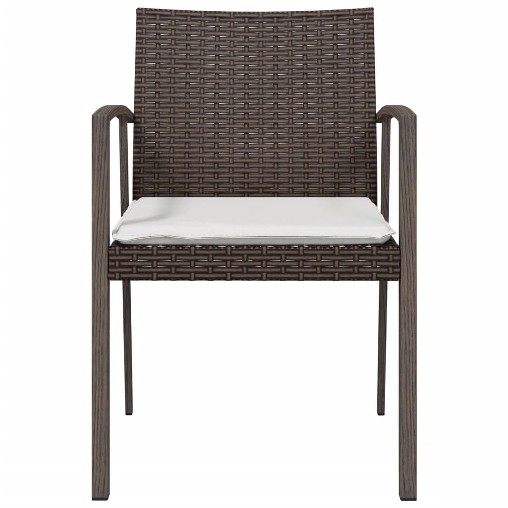 Tuinstoelen 2 st met kussens 56,5x57x83 cm poly rattan bruin is nu te koop bij PeponiXL, paradijselijk wonen!