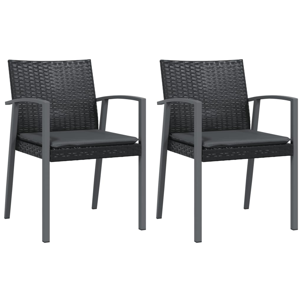 Tuinstoelen 2 st met kussens 56,5x57x83 cm poly rattan zwart is nu te koop bij PeponiXL, paradijselijk wonen!