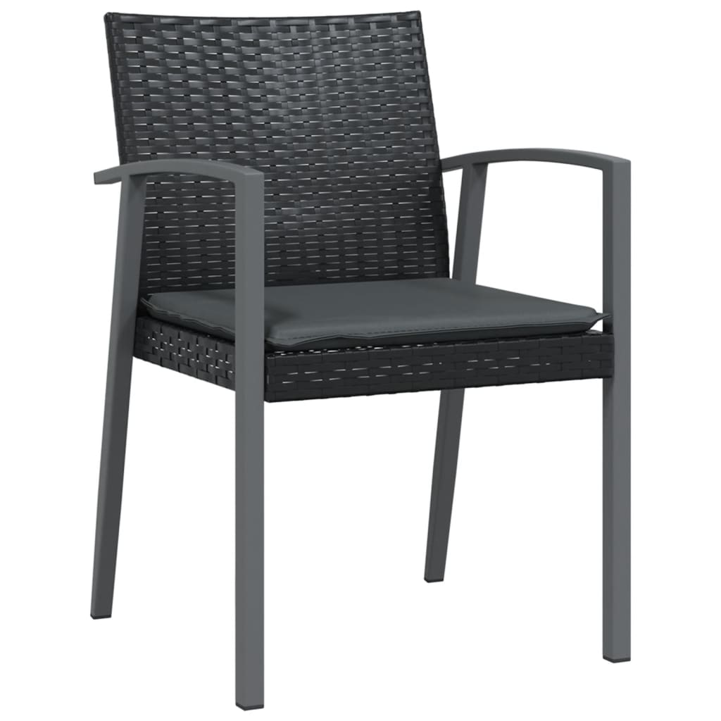 Tuinstoelen 2 st met kussens 56,5x57x83 cm poly rattan zwart is nu te koop bij PeponiXL, paradijselijk wonen!