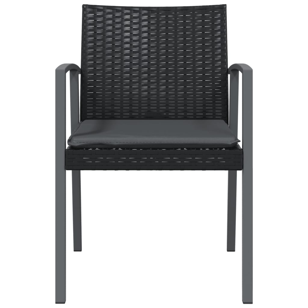 Tuinstoelen 2 st met kussens 56,5x57x83 cm poly rattan zwart is nu te koop bij PeponiXL, paradijselijk wonen!