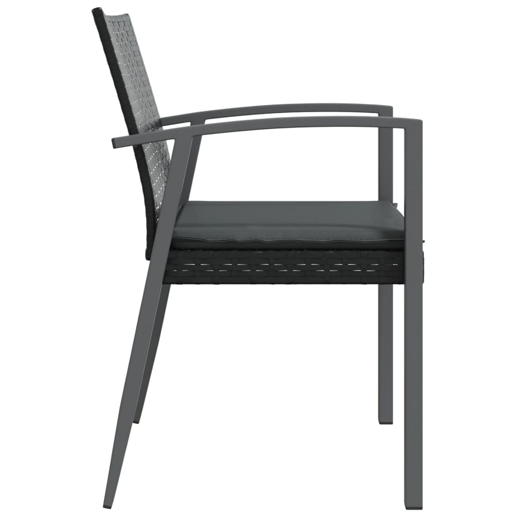 Tuinstoelen 2 st met kussens 56,5x57x83 cm poly rattan zwart is nu te koop bij PeponiXL, paradijselijk wonen!